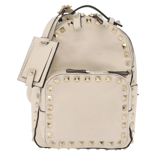 Valentino Garavani Rockstud Leather, Beige, Leather, Tote Bag