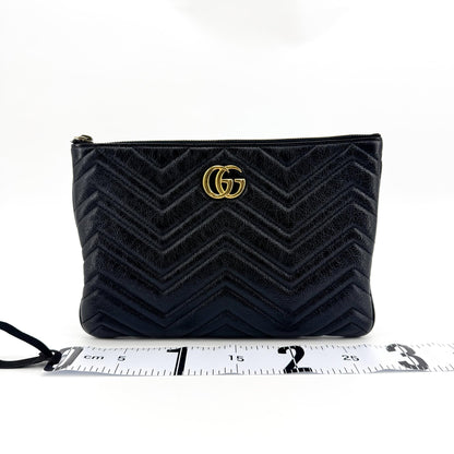Gucci GG Marmont Pouch Matelasse Leather, Black, Leather, Clutch