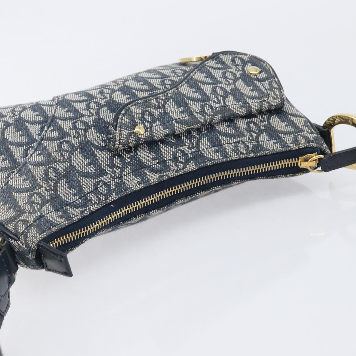 Christian Dior Saddle Messenger Oblique Canvas, Navy, Canvas, Clutch
