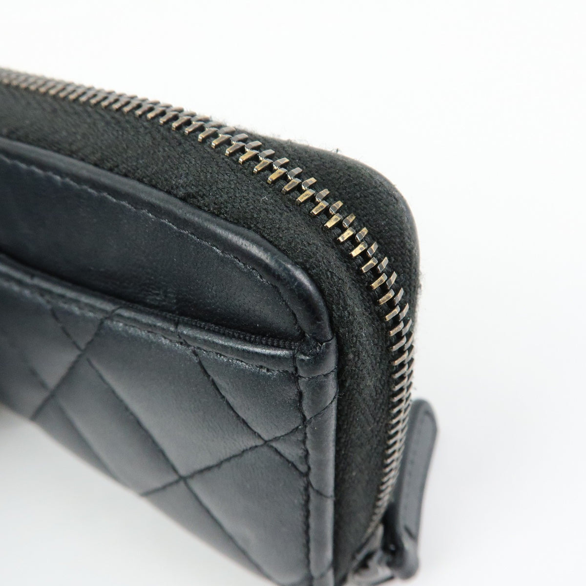 Chanel So Black CC Zip Coin Purse Quilted Lambskin, Black, Leather, Wallet