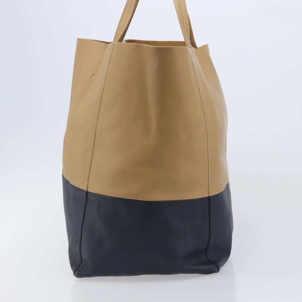 Celine Horizontal Bi-Cabas Leather, Beige, Leather, Tote Bag
