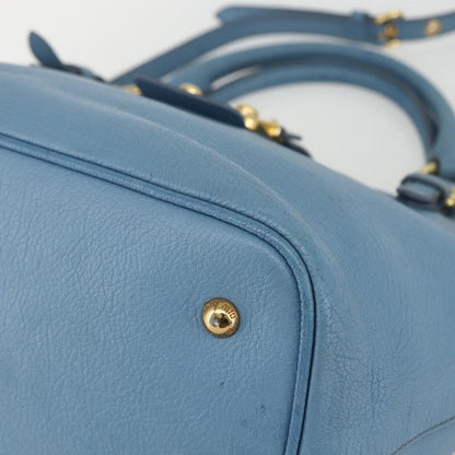 Miu Miu Madras Convertible Lock Leather, Blue, Leather, Tote Bag
