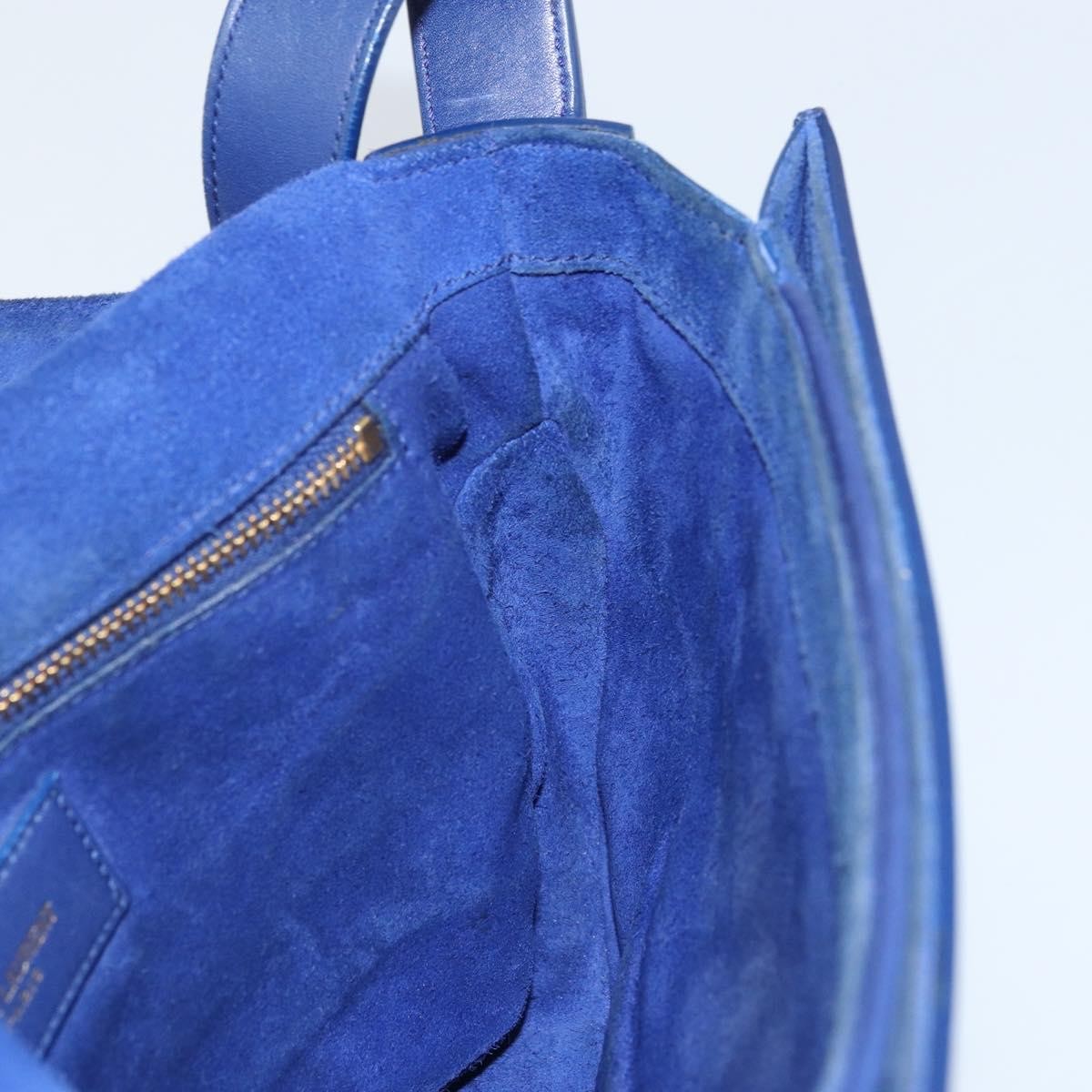 Saint Laurent Chyc Flap Leather, Blue, Leather, Shoulder Bag