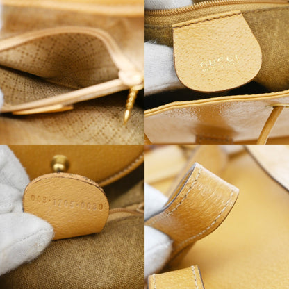 Gucci Vintage Bamboo Leather, Yellow, Leather, Backpack