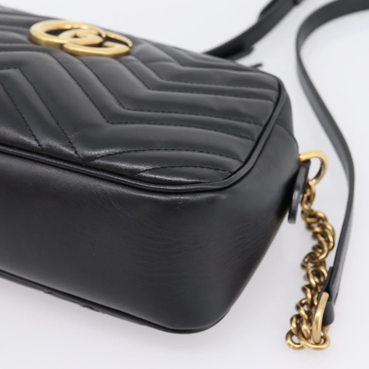Gucci GG Marmont Monochrome Matelasse Leather, Black, Leather, Shoulder Bag