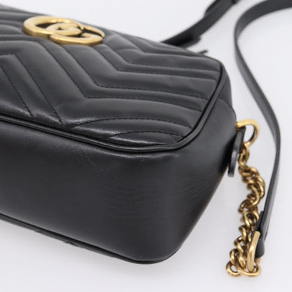 Gucci GG Marmont Monochrome Matelasse Leather, Black, Leather, Shoulder Bag