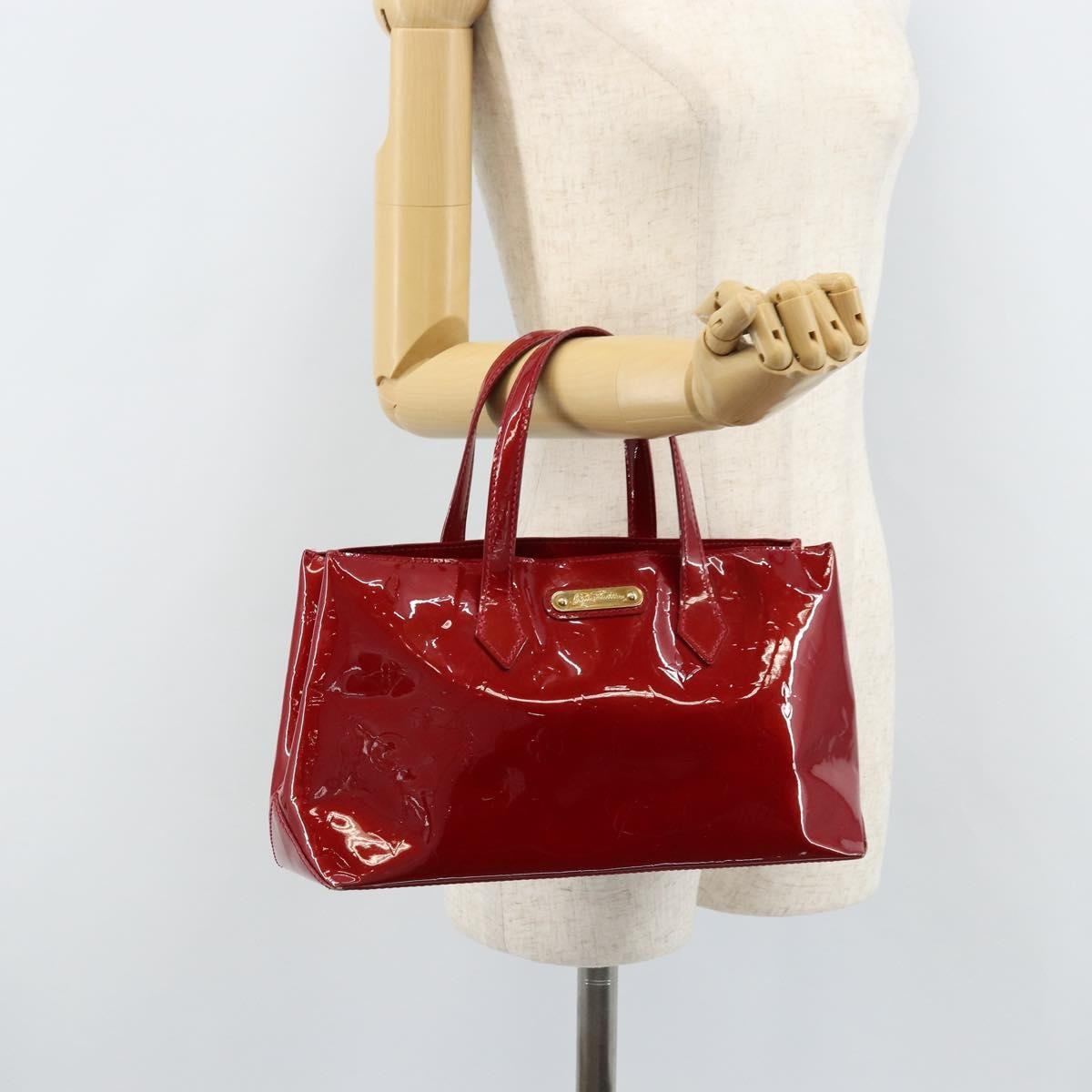 Louis Vuitton Wilshire Monogram Vernis, Red, Patent Leather, Handbag