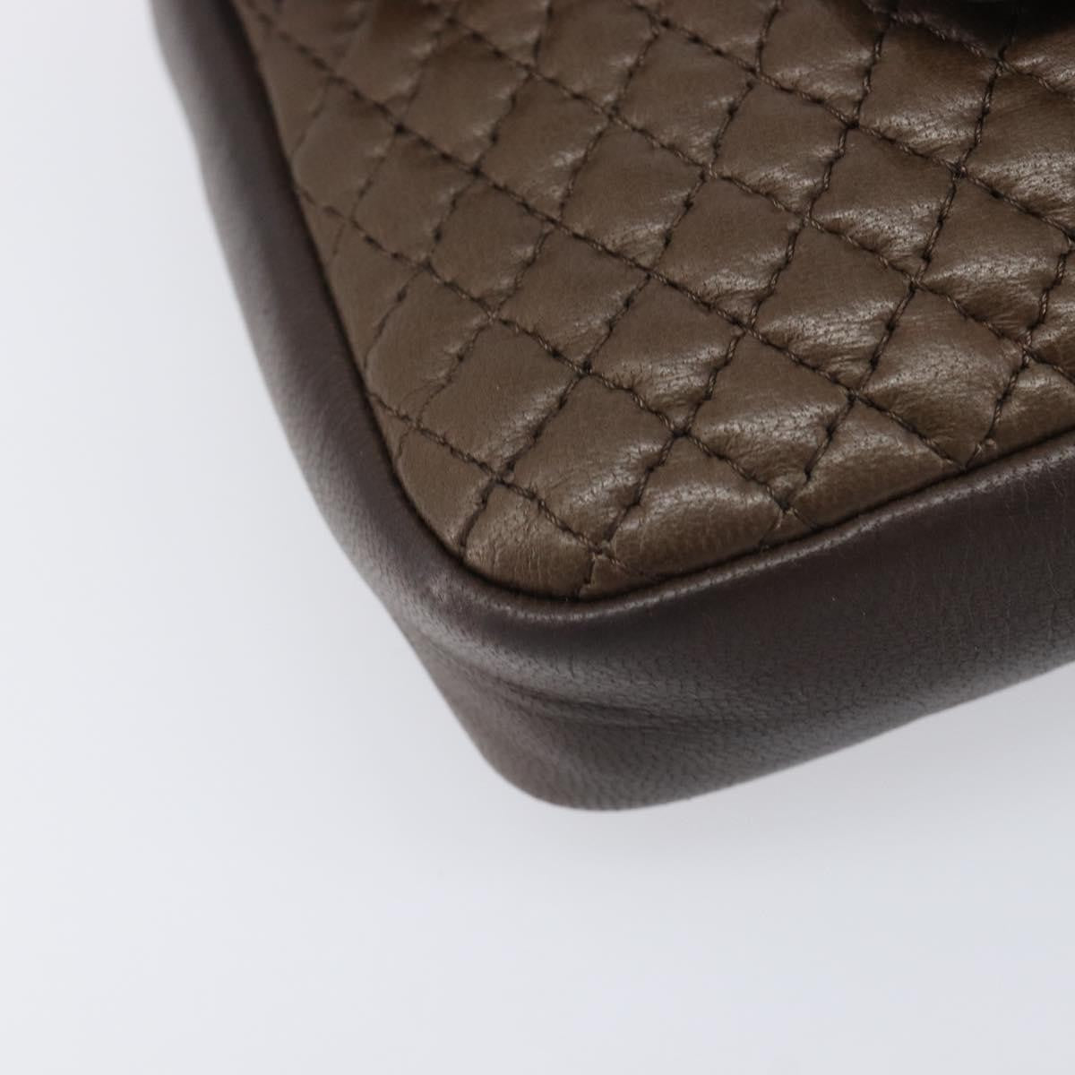 Bally Vintage Chain Quilted Leather, Brown, Leather, Shoulder Bag
