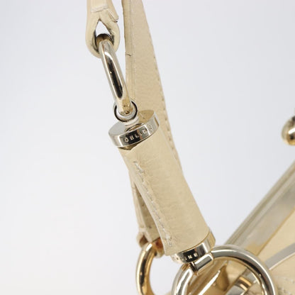 Celine Vintage Kisslock Frame Leather, Beige, Leather, Handbag
