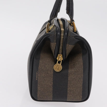 Fendi Vintage Pequin Boston Coated Canvas, Brown, Canvas, Handbag