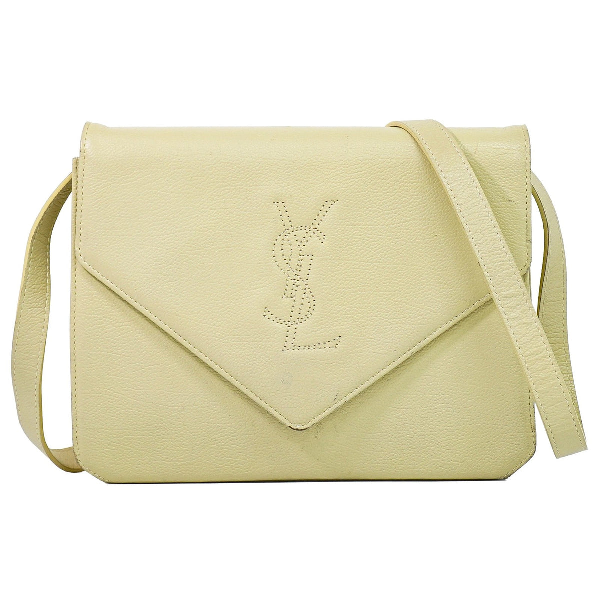 Saint Laurent Uptown Leather, Beige, Leather, Crossbody Bag