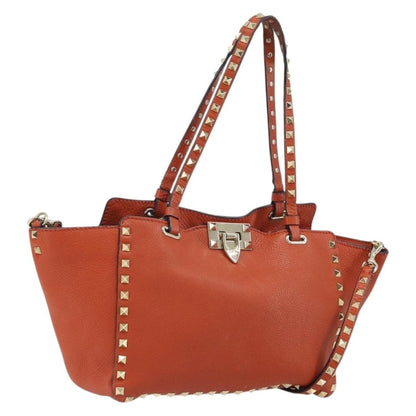 Valentino Garavani Rockstud Tote Soft Leather, Orange, Leather, Tote Bag