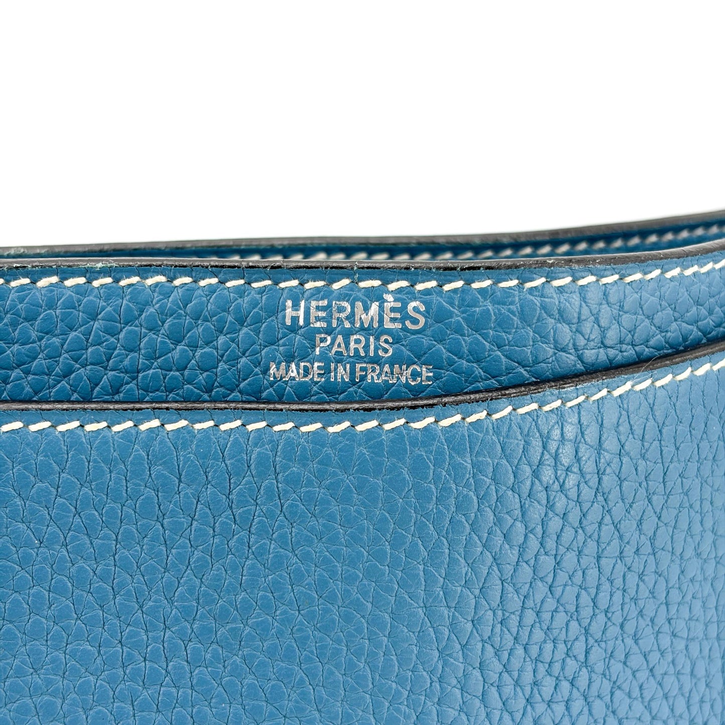 Hermes Sac a Depeches Togo, Blue, Leather, Handbag