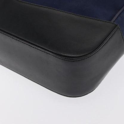 Salvatore Ferragamo Cut Out Leather and Canvas, Navy, Canvas, Shoulder Bag