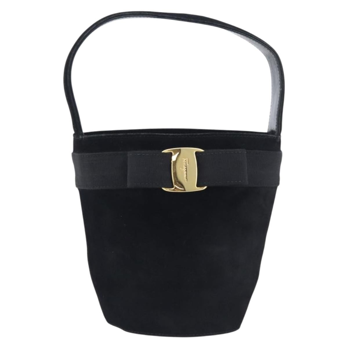 Salvatore Ferragamo Vala Suede, Black, Suede, Shoulder Bag