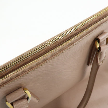 Prada Galleria Double Zip Saffiano Leather, Pink, Leather, Tote Bag