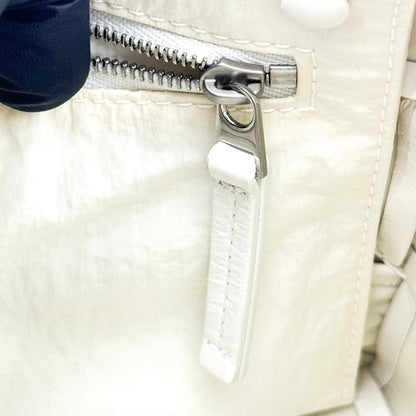 Bottega Veneta Brick Cassette Maxi Intrecciato Leather, White, Leather, Shoulder Bag