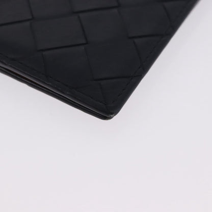 Bottega Veneta Bifold Card Holder Intercciato Leather, Navy, Leather, Card Holder