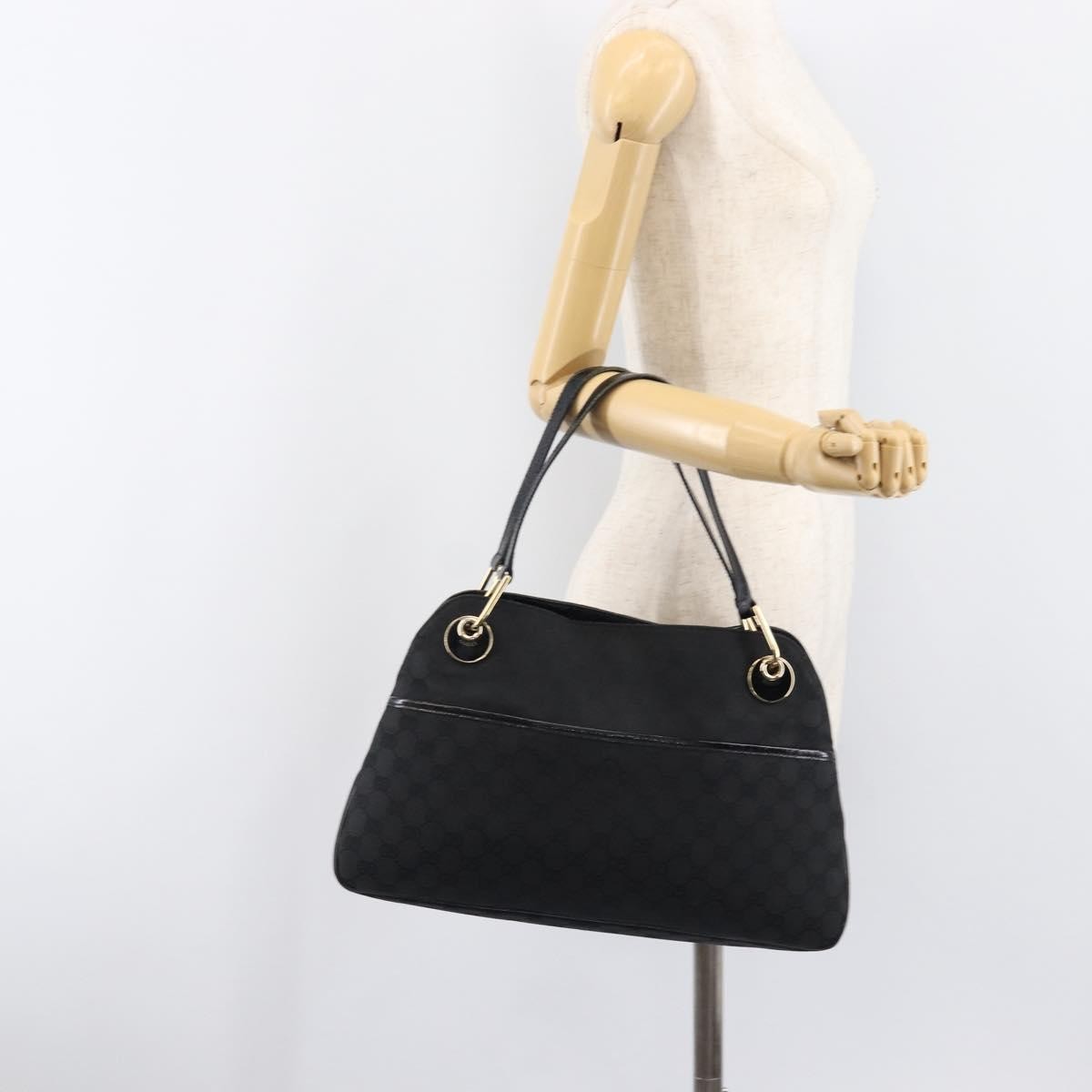 Gucci Twins Tote GG Canvas with Leather, Black, Canvas, Tote Bag