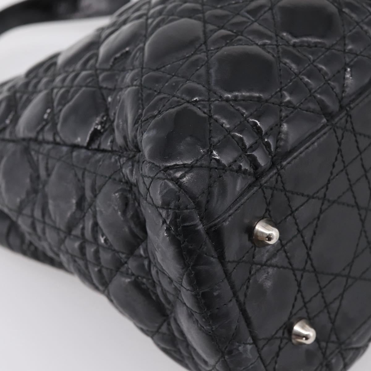 Christian Dior Soft Chain Cannage Quilt Patent, Black, Patent Leather, Tote Bag