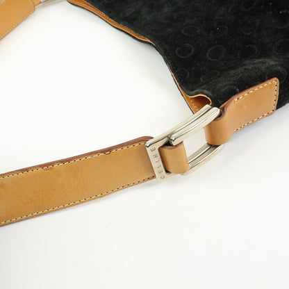 Celine C Macadam Shoulder Suede, Black, Suede, Handbag