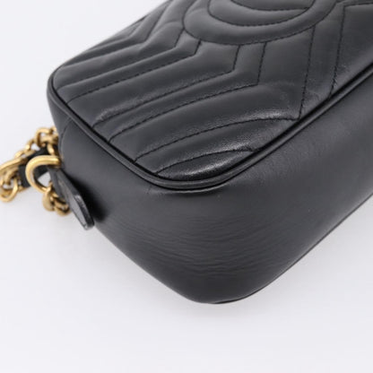 Gucci GG Marmont Monochrome Matelasse Leather, Black, Leather, Shoulder Bag