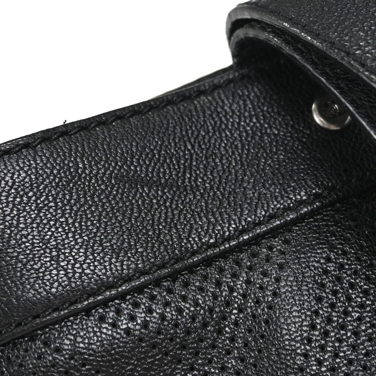 Chanel CC Tote Perforated Leather, Black, Leather, Tote Bag
