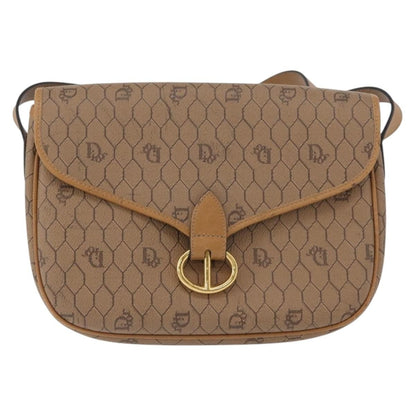 Christian Dior Vintage Honeycomb Canvas and Leather, Beige, Canvas, Shoulder Bag