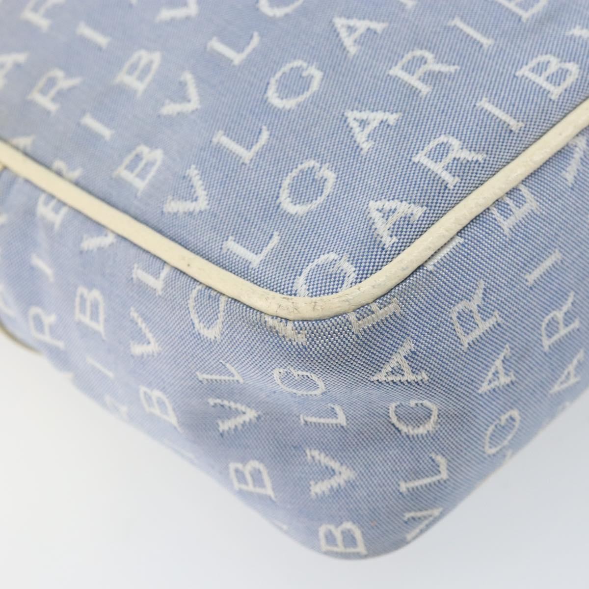 Bvlgari Logomania Canvas with Leather, Blue, Canvas, Shoulder Bag