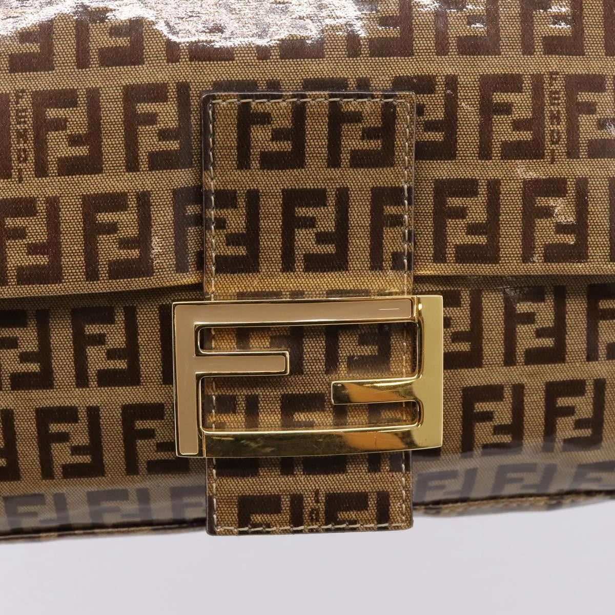 Fendi Baguette Patent Leather, Beige, Patent Leather, Handbag