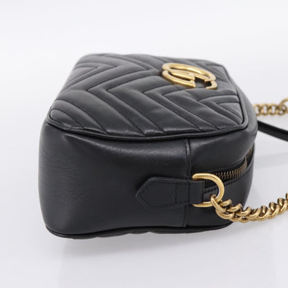 Gucci GG Marmont Monochrome Matelasse Leather, Black, Leather, Shoulder Bag
