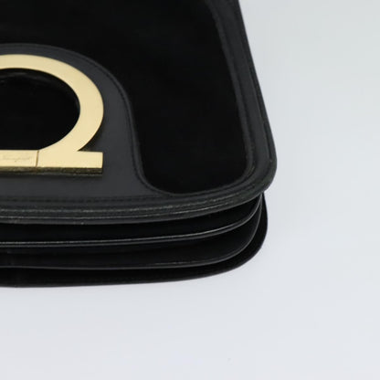 Salvatore Ferragamo Gancini Suede, Black, Suede, Shoulder Bag