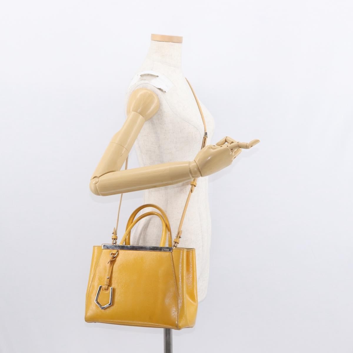 Fendi 2Jours Leather, Yellow, Leather, Handbag