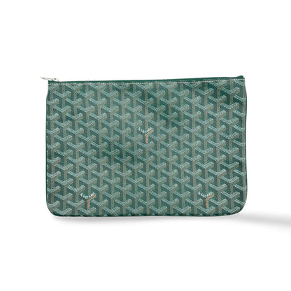Goyard Senat Zip Coated Canvas, Green, Canvas, Clutch