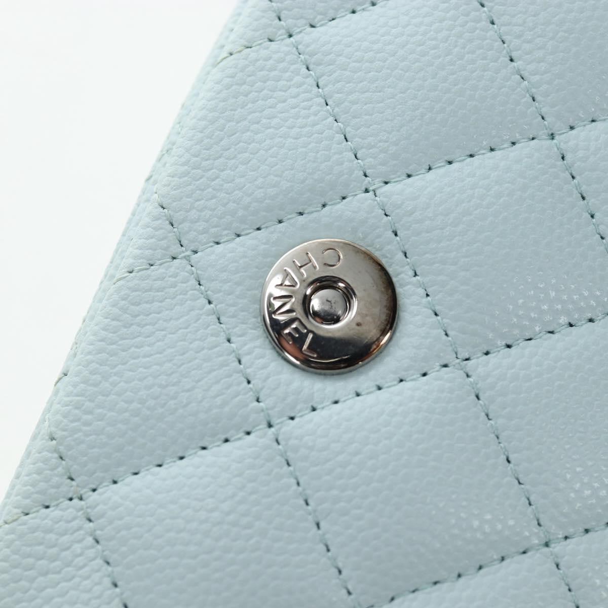Chanel Classic Sunglasses Case with Chain Quilted Caviar, Blue, Calfskin, Clutch