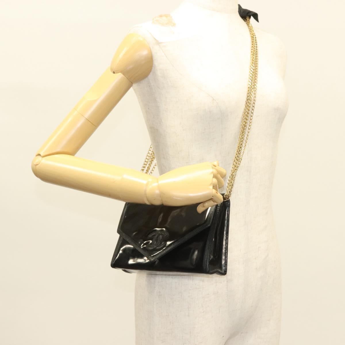 Chanel CC Envelope Flap Patent Leather, Black, Patent Leather, Clutch