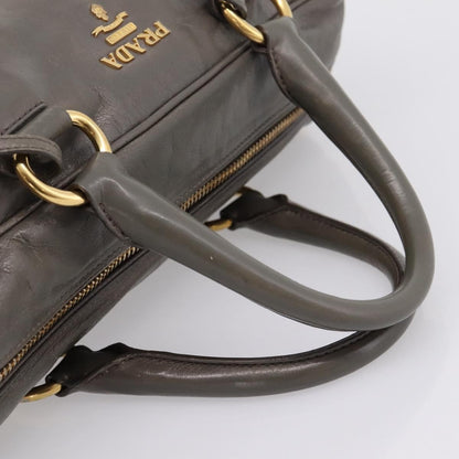 Prada Convertible Bauletto Vitello Shine, Gray, Leather, Handbag