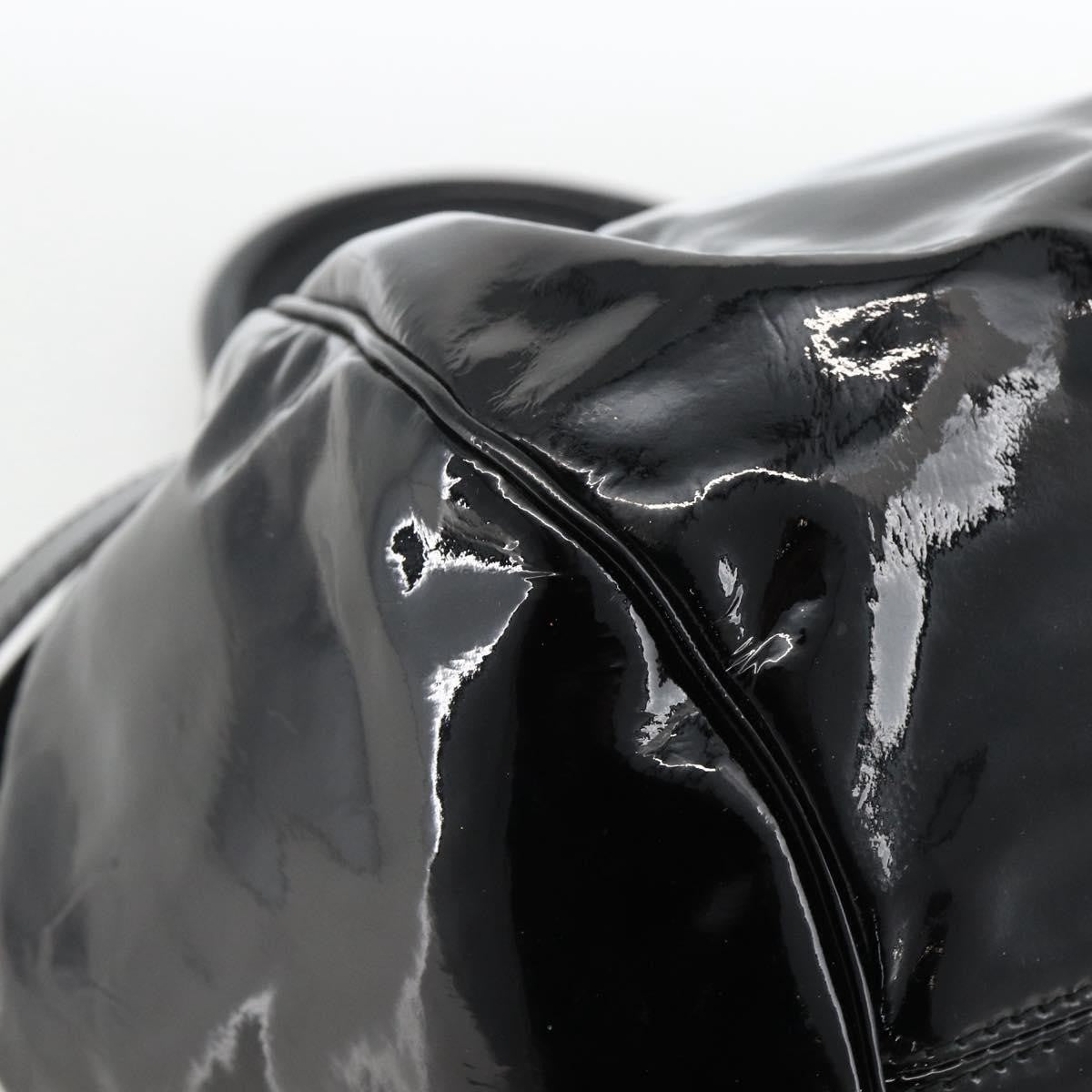 Salvatore Ferragamo Gancini Patent Leather, Black, Patent Leather, Handbag