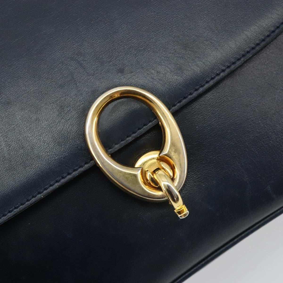 Celine Flap Shoulder Leather, Navy, Leather, Shoulder Bag