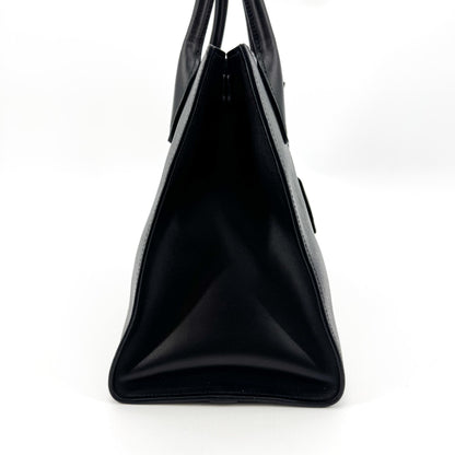 Prada Monochrome Saffiano with City Calf, Black, Leather, Tote Bag