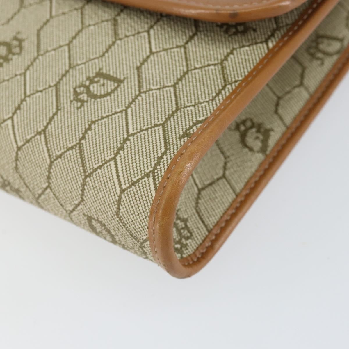 Christian Dior Vintage Honeycomb chain Canvas, Beige, Canvas, Shoulder Bag