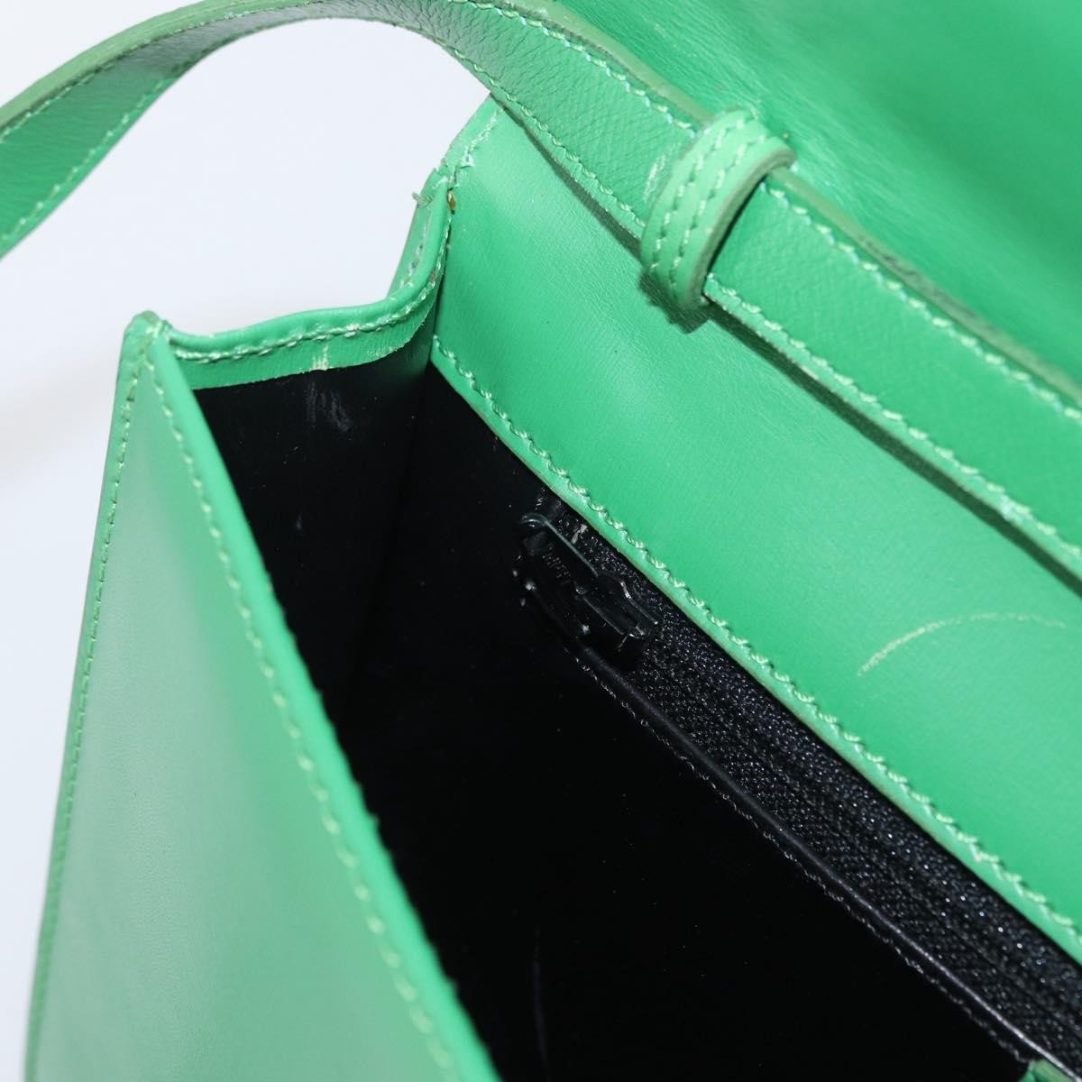 Celine Circle Logo Leather, Green, Leather, Shoulder Bag