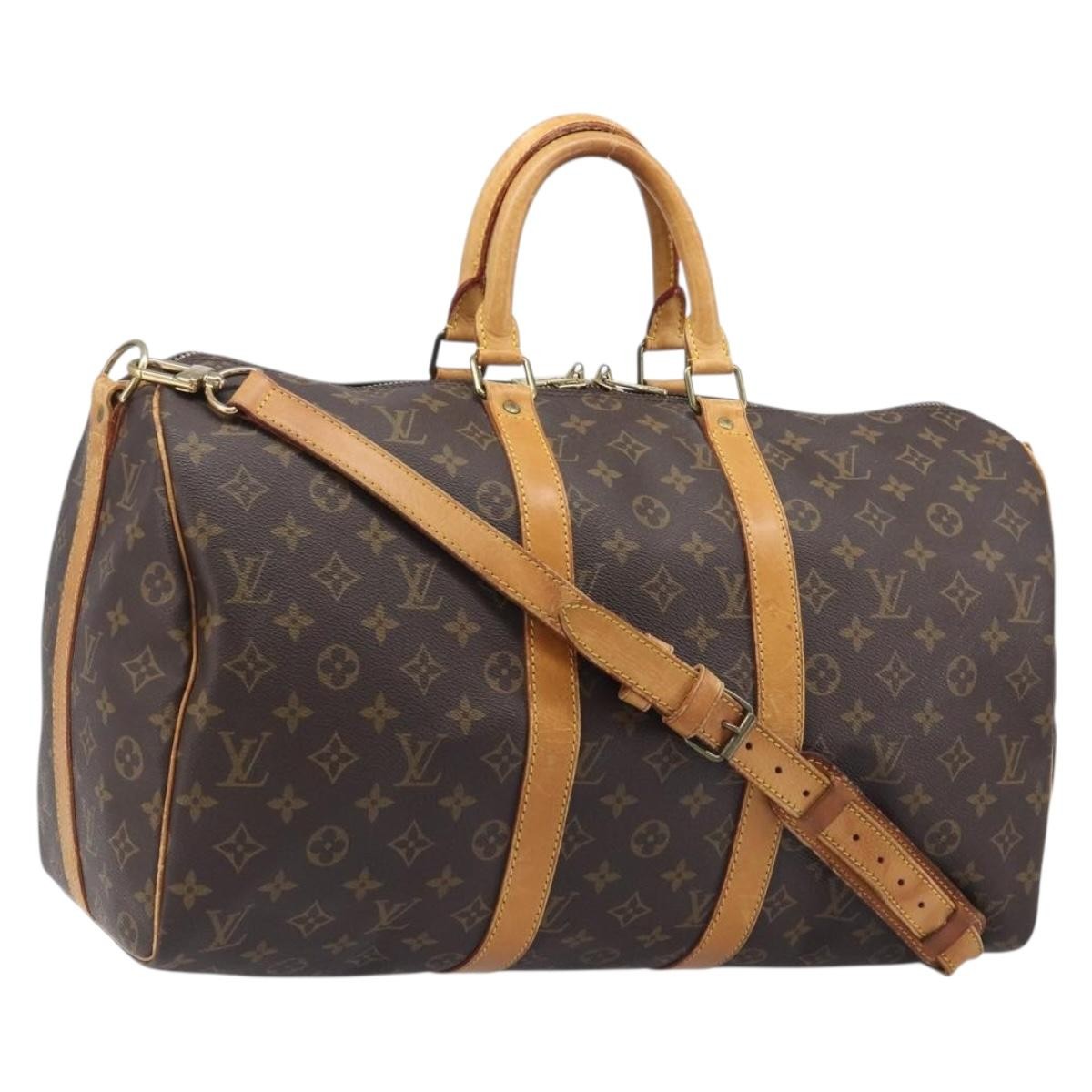 Louis Vuitton Keepall Bandouliere Macassar Monogram Canvas, Brown, Canvas, Travel Bag