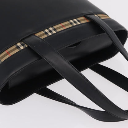 Burberry Nova Check Canvas and Leather, Black, Leather, Handbag