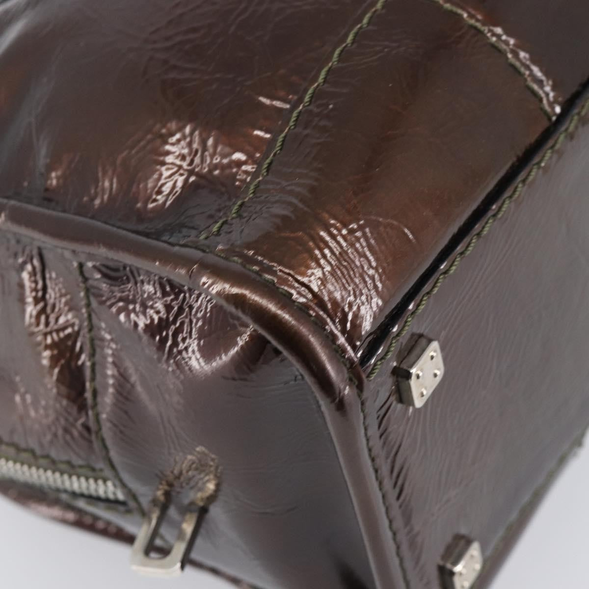 Loewe Amazona Patent, Brown, Patent Leather, Handbag
