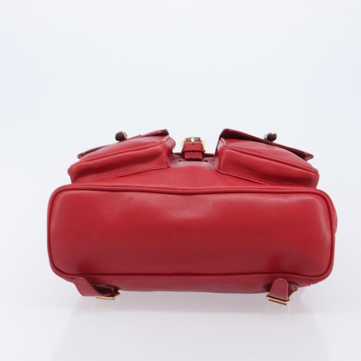 Gucci Vintage Bamboo Leather, Red, Leather, Backpack
