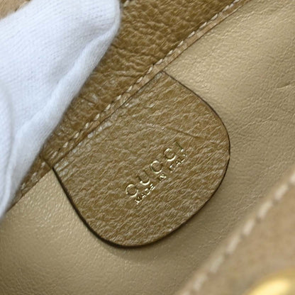 Gucci Vintage Convertible Bamboo Box Leather, Beige, Leather, Crossbody Bag