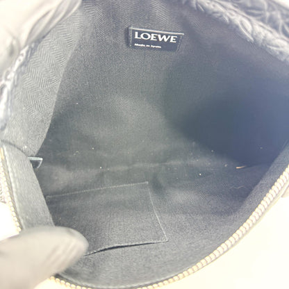 Loewe T Pouch Anagram Embossed Patent, Black, Leather, Clutch