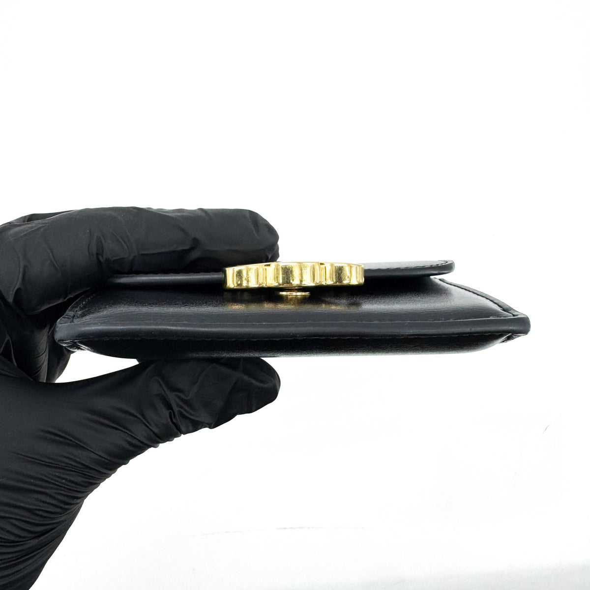 Celine Triomphe Card Case Leather, Black, Leather, Card Holder