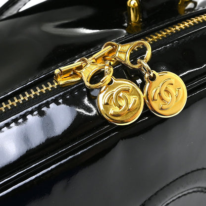 Chanel Vintage Timeless Zip Around Vanity Case Patent, Black, Patent Leather, Handbag